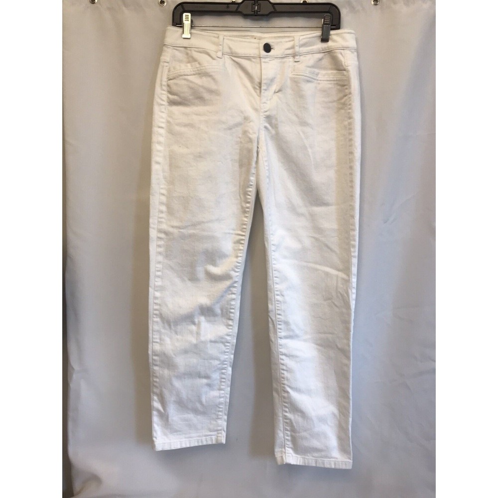 J JILL  Women's white denim jeans Slim Boyfriend Straight Leg Size 8 Petite